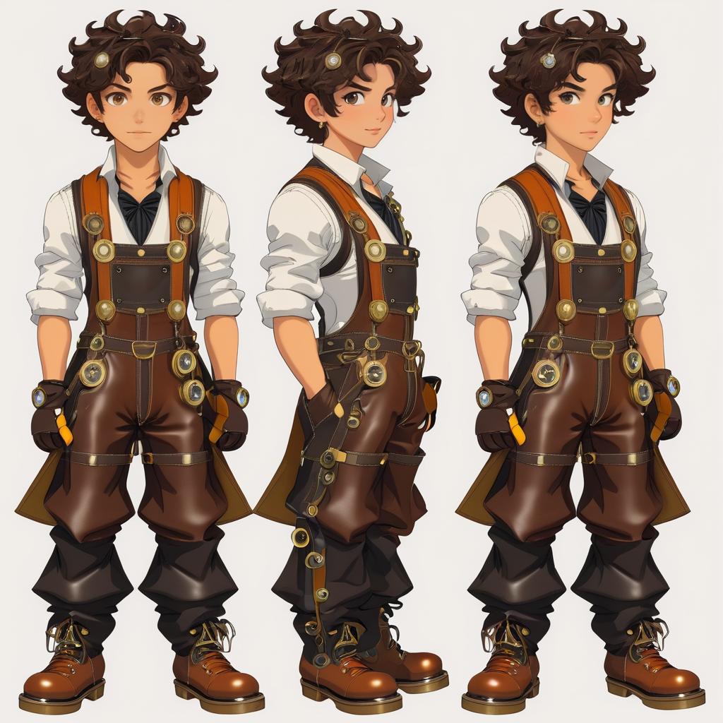 Dynamic Steampunk Young Inventor Character