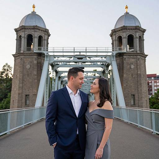 Elegant Engagement on Broadway Bridge