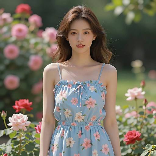 Serene Summer Portrait in Vibrant Garden