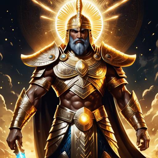 Golden Armored Ancient Warrior with Halo