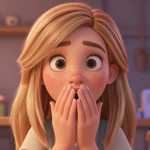 Pixar Style Shocked Girl Portrait