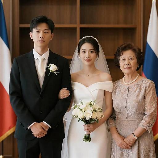 Elegant Wedding Photo with Family
