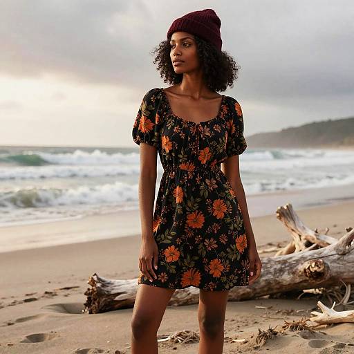 Bohemian Afro Style on Deserted Beach