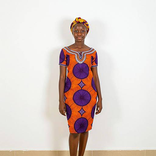 Young Woman in Colorful Ankara Dress