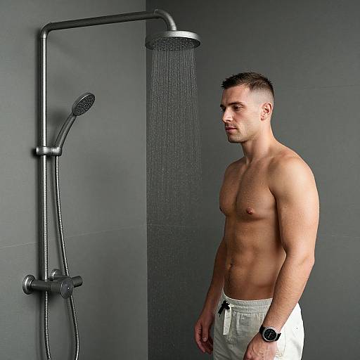 Modern Industrial Bathroom with Athlete