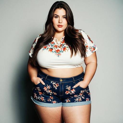 Stylish Plus Size Floral Shorts Outfit