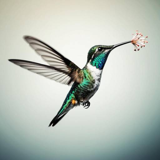 X-Ray Style Hummingbird with Flower