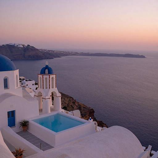 Serene Sunset Over Greek Island Village