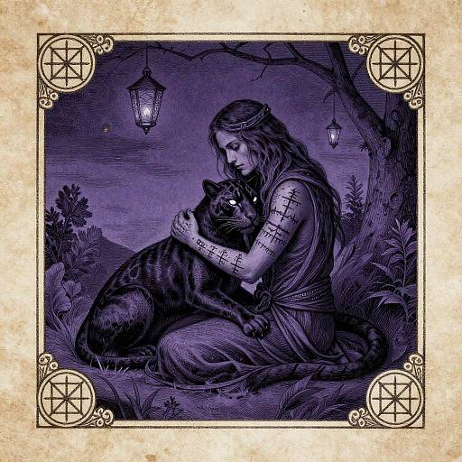 Mystical Sorcerer with Panther Line Art