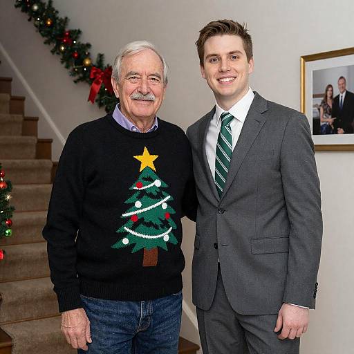 Festive Indoor Portrait of Two Men