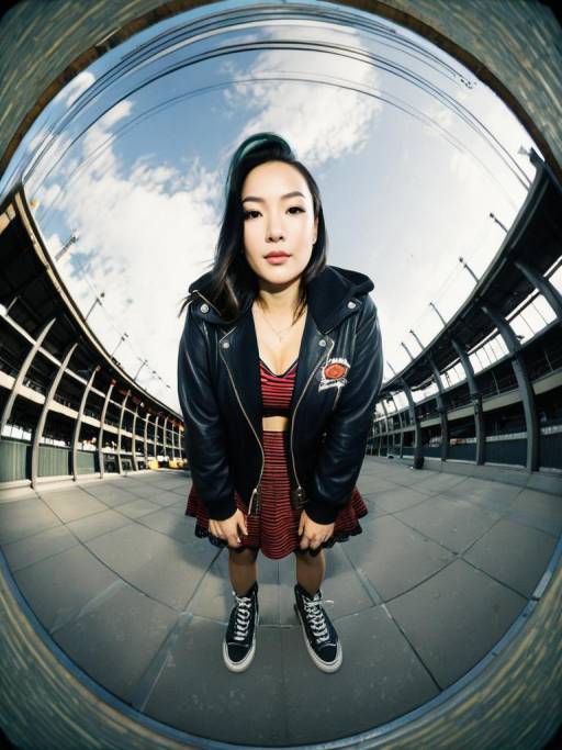 Sporty Chic Woman in Red and Black Dress