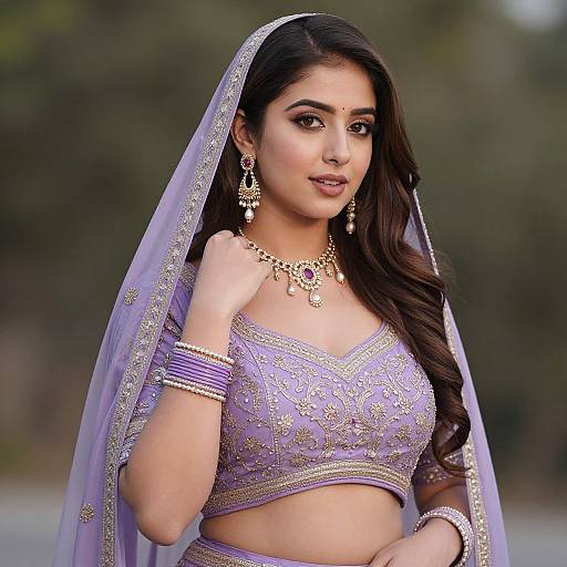 Elegant Lavender Lehenga Portrait