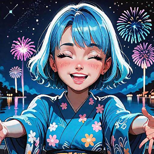 Joyful Night Under Starry Fireworks