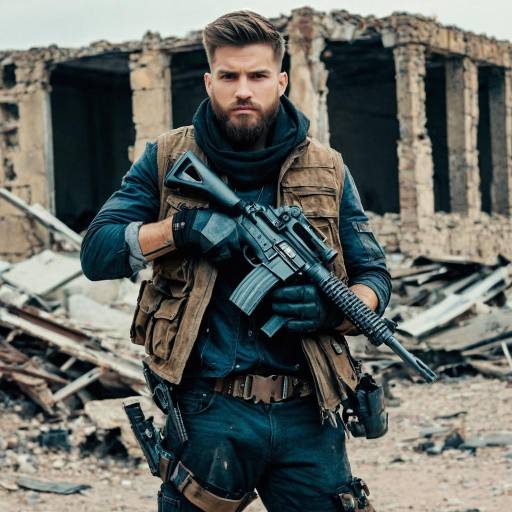 Lone Fighter in Post-Apocalyptic Ruins