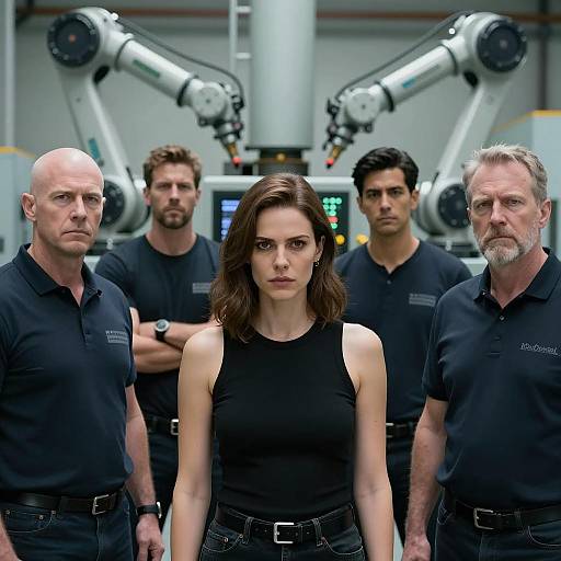 Dynamic Group Portrait in Industrial Machine Room