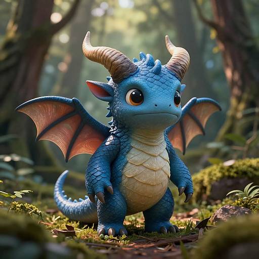 Mystical Blue Horned Forest Creature