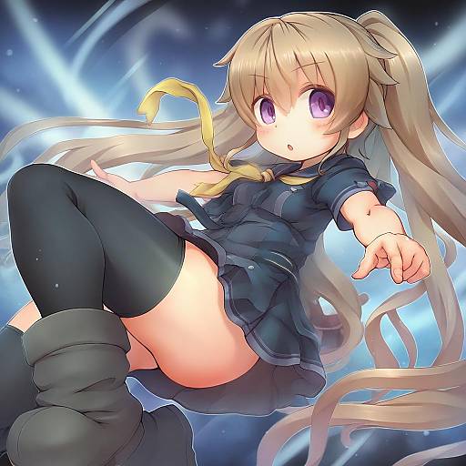 Illustration of Arisaka mashiro, ao no kanata no four rhythm in the style of Sankuma