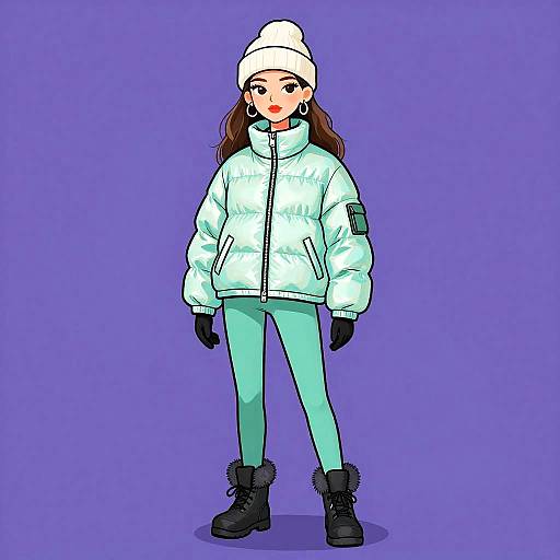 Winter Chic Woman in Mint Green