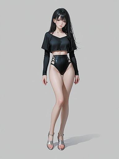 Minimalist Sporty Woman Full-Body Studio Portrait