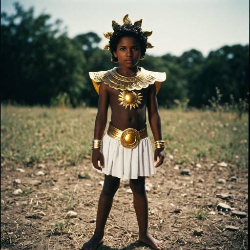 Boy in Apollo Sun God Costume Outdoors