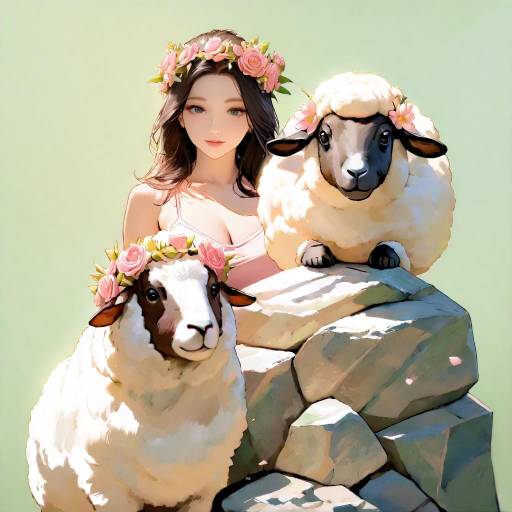 Chubby Brown Sheep with Floral Wreath Chubby Brown Sheep with Floral Wreath