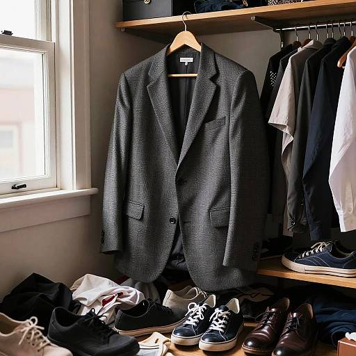Cluttered Closet with Sloppy Suit