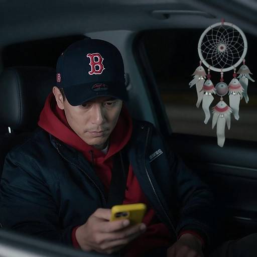 Intense Nighttime Portrait in a Car