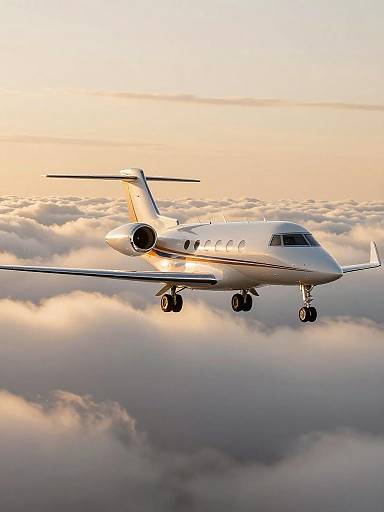 Elegant Private Jet Above Golden Clouds