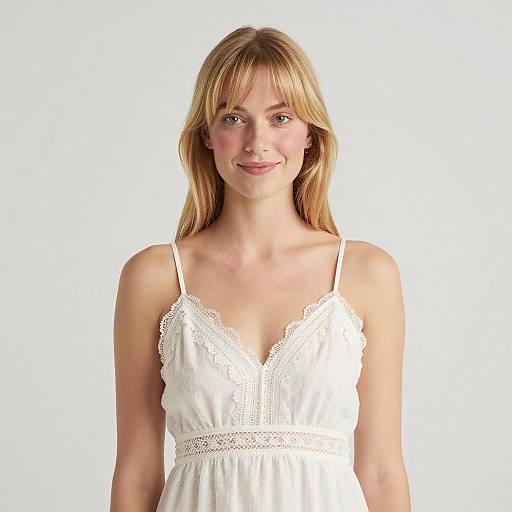 Blonde Woman in White Lace Dress