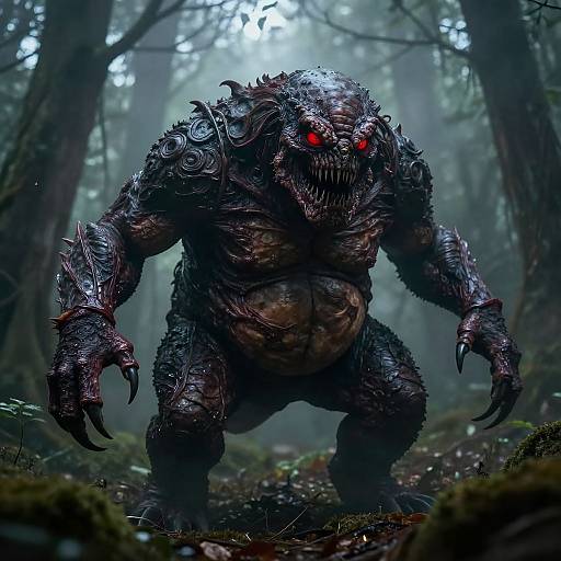 Fat Scary Monster in Dark Forest