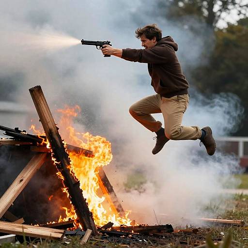 Intense Action Scene with a Shooter