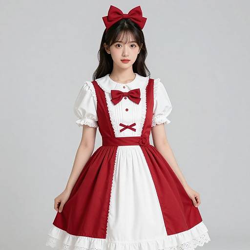 Female in Red and White Dress