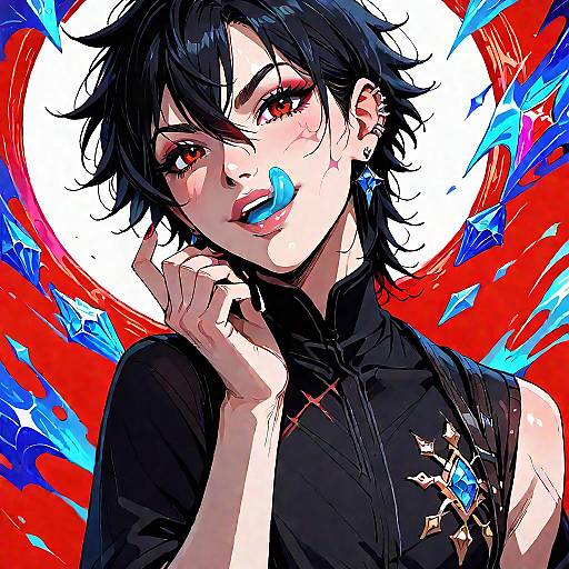 Muksal Style Boy with Red Eyes