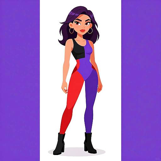 Sporty Chic Woman in Asymmetrical Bodysuit