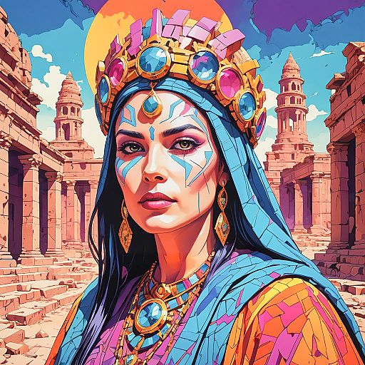 Vibrant Sorceress in Ancient Ruins Vibrant Sorceress in Ancient Ruins