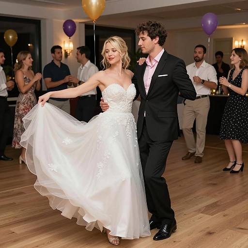 Joyful Couple Dancing at a Festive Party