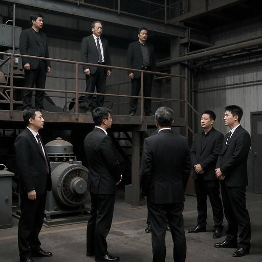 Gritty Industrial Meeting of Suited Men