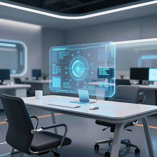 Futuristic Holographic Workspace Render