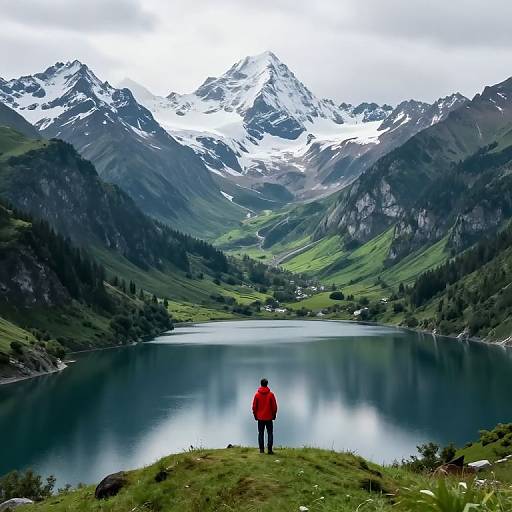 Majestic Mountain Landscape with Wanderer