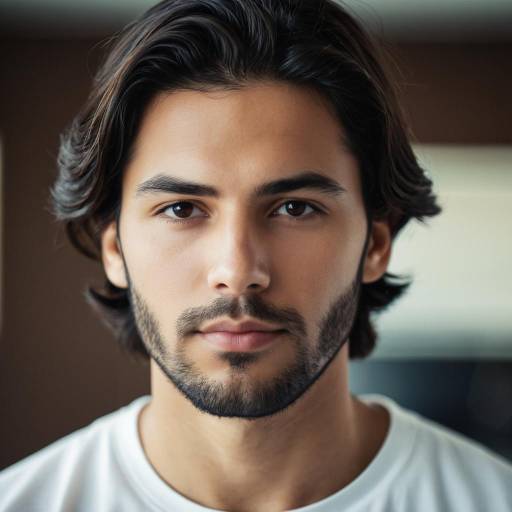 Young Man with Beard in White Shirt