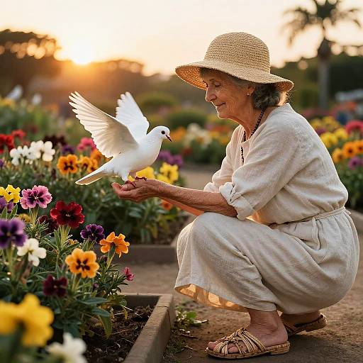 Sunset Garden Walk with Dove