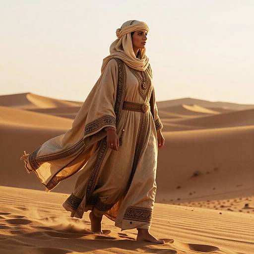 Nomadic Traveler in Desert Robes
