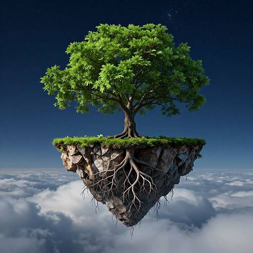Majestic Tree on Floating Landmass