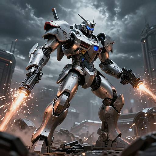 High-Tech Mech Warrior in Dystopia
