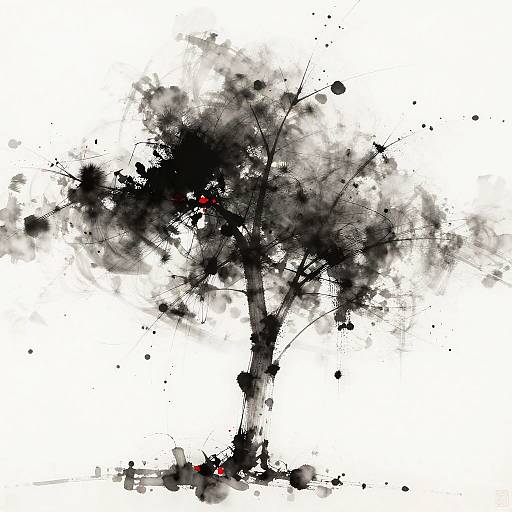 Minimalist Abstract Dark Tree Artwork