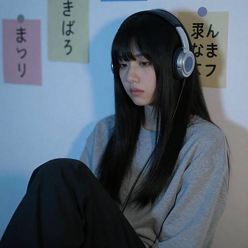 Serious Asian Woman in Dim Lighting