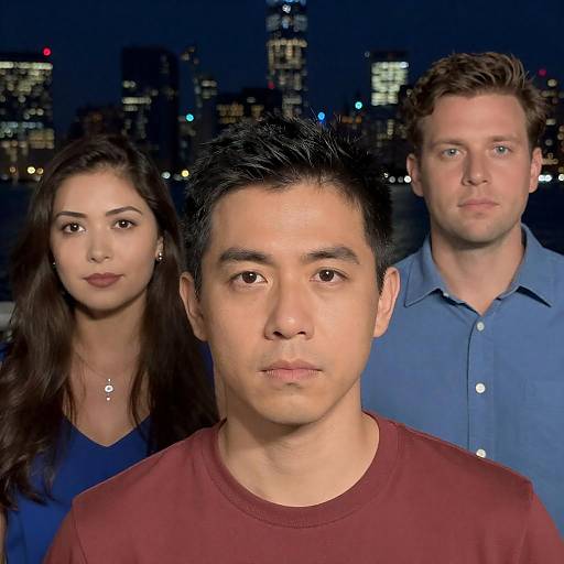 Night Skyline Portrait with City Lights