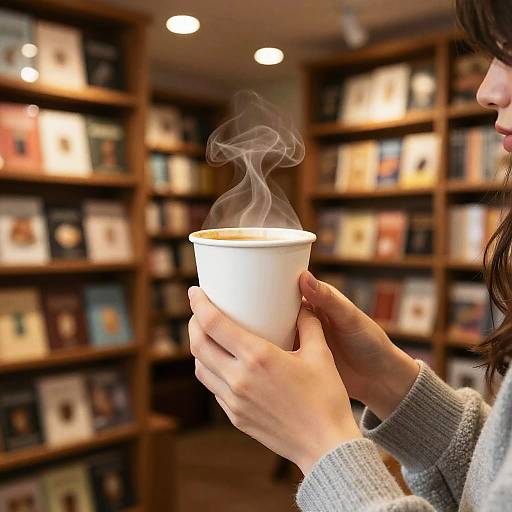 Cozy Coffee Moment in Bookshop