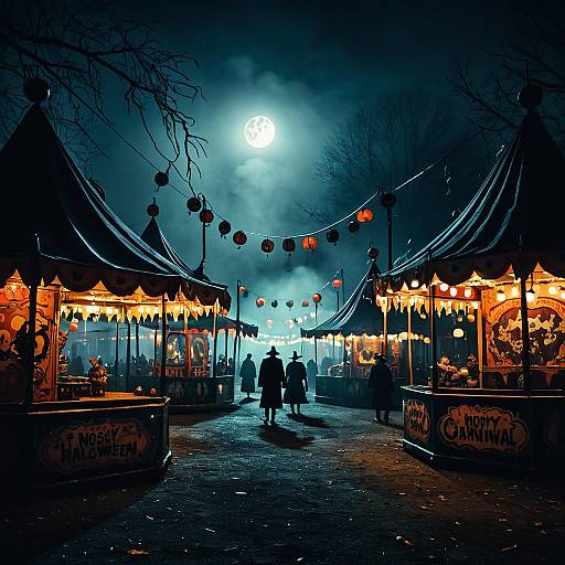 Eerie Halloween Carnival at Night