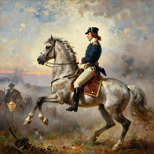 Napoleon Riding Through Misty Battlefield